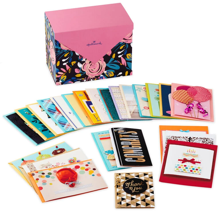 Hallmark Assorted Cards For All Occasions In Floral Organizer Box, Box Of 24 1 Hallmark Assorted Cards For All Occasions In Floral Organizer Box, Box Of 24