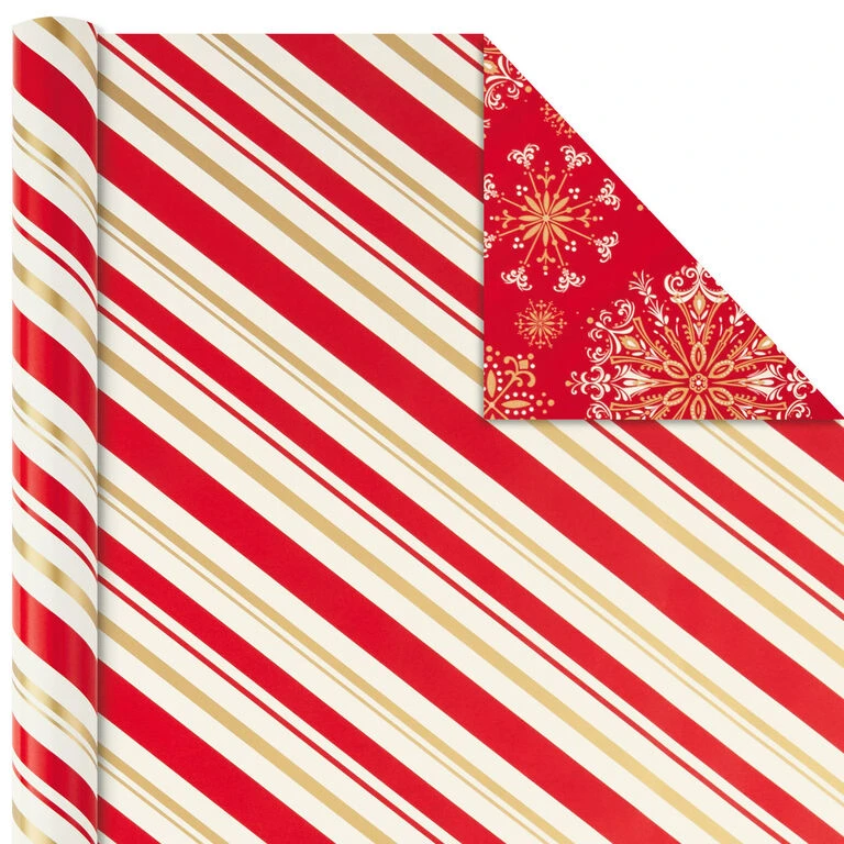 Hallmark Red And Gold 3-Pack Reversible Christmas Wrapping Paper, 120 Sq. Ft. 5 Hallmark Red And Gold 3-Pack Reversible Christmas Wrapping Paper, 120 Sq. Ft. - Image 5
