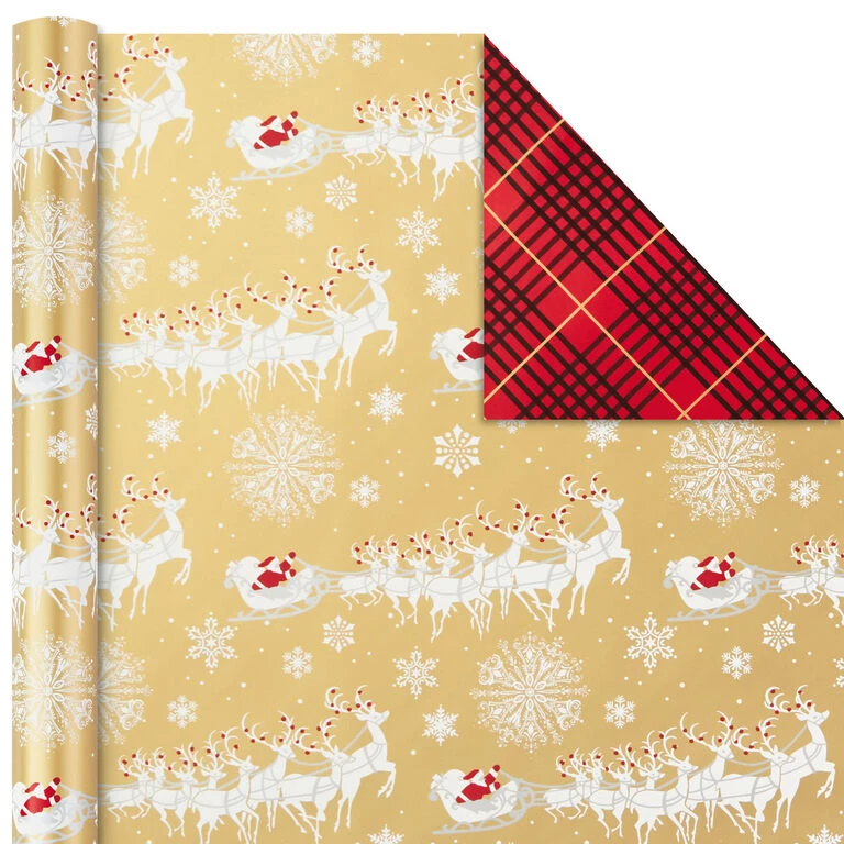 Hallmark Red And Gold 3-Pack Reversible Christmas Wrapping Paper, 120 Sq. Ft. 6 Hallmark Red And Gold 3-Pack Reversible Christmas Wrapping Paper, 120 Sq. Ft. - Image 6