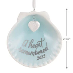 Hallmark A Heart Remembered 2023 Porcelain Ornament 8 Hallmark A Heart Remembered 2023 Porcelain Ornament -Hallmark A Heart Remembered Seashell Keepsake Ornament 1799QHX3037 03