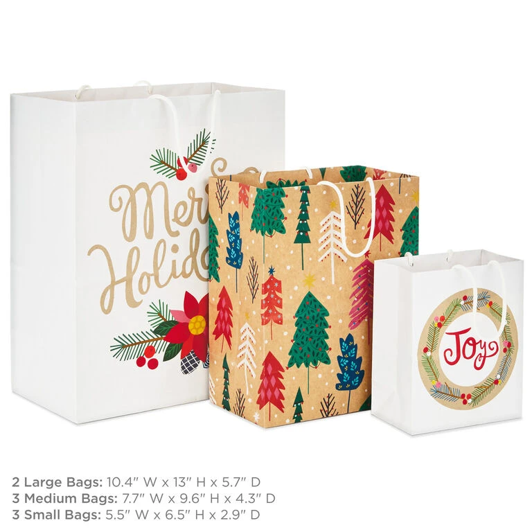 Hallmark Assorted Holiday Merry 8-Pack Small, Medium And Large Christmas Gift Bags 3 Hallmark Assorted Holiday Merry 8-Pack Small, Medium And Large Christmas Gift Bags - Image 3