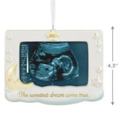 Hallmark Sweetest Dream Come True 2023 Porcelain Photo Frame Ornament 8 Hallmark Sweetest Dream Come True 2023 Porcelain Photo Frame Ornament -Hallmark Baby Sonogram Picture Frame Keepsake Ornament 1999QHX3117 03