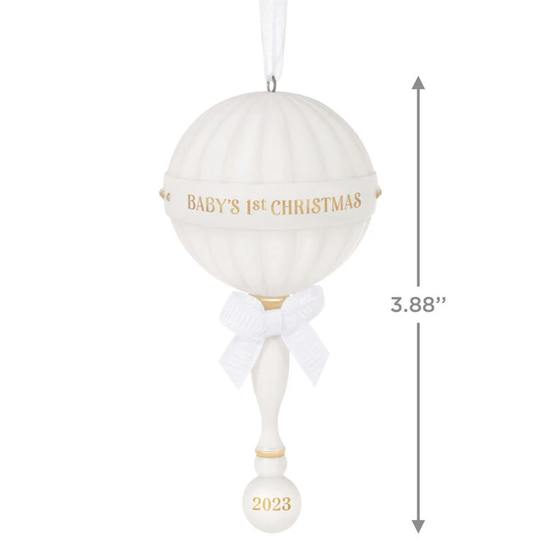 Hallmark Baby's First Christmas Rattle 2023 Porcelain Ornament 3 Hallmark Baby's First Christmas Rattle 2023 Porcelain Ornament - Image 3