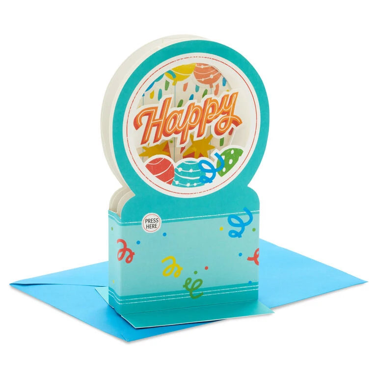 Hallmark All The Happiness Snow Globe Musical 3D Birthday Card With Motion 1 Hallmark All The Happiness Snow Globe Musical 3D Birthday Card With Motion