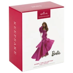 Hallmark Barbie™ Pink Collection™ 2023 Porcelain And Fabric Ornament -Hallmark Barbie in Hot Pink Dress Keepsake Ornament 4999QXI7007 04