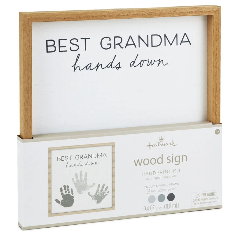 Hallmark Best Grandma Hands Down Wood Sign Handprint Kit 3 Hallmark Best Grandma Hands Down Wood Sign Handprint Kit - Image 3