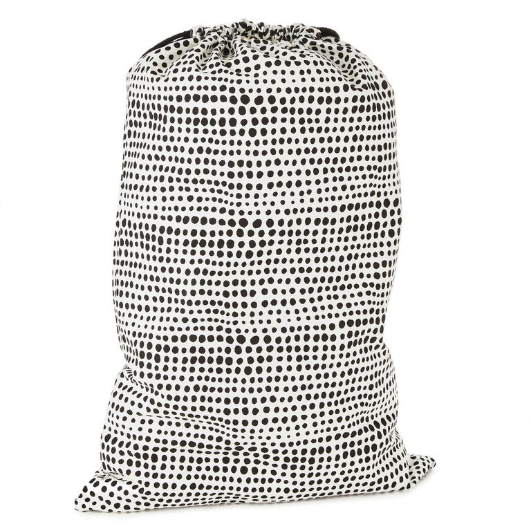 Hallmark 28" Black Dots With Heart Fabric Gift Bag With Tag 2 Hallmark 28" Black Dots With Heart Fabric Gift Bag With Tag - Image 2