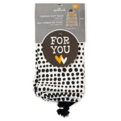Hallmark 28" Black Dots With Heart Fabric Gift Bag With Tag 5 Hallmark 28" Black Dots With Heart Fabric Gift Bag With Tag -Hallmark Black Dots With Heart Fabric Gift Bag With Tag 1499EGB7347 04