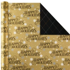 Hallmark Black And Gold 4-Pack Reversible Holiday Wrapping Paper Assortment, 150 Sq. Ft. 9 Hallmark Black And Gold 4-Pack Reversible Holiday Wrapping Paper Assortment, 150 Sq. Ft. -Hallmark Black and Gold Reversible Wrapping Paper Assortment 5JXW1737 03