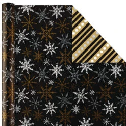 Hallmark Black And Gold 4-Pack Reversible Holiday Wrapping Paper Assortment, 150 Sq. Ft. 12 Hallmark Black And Gold 4-Pack Reversible Holiday Wrapping Paper Assortment, 150 Sq. Ft. -Hallmark Black and Gold Reversible Wrapping Paper Assortment 5JXW1737 06