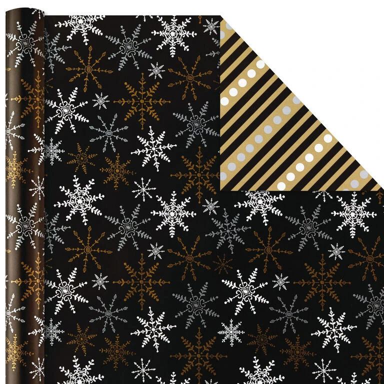 Hallmark Black And Gold 4-Pack Reversible Holiday Wrapping Paper Assortment, 150 Sq. Ft. 6 Hallmark Black And Gold 4-Pack Reversible Holiday Wrapping Paper Assortment, 150 Sq. Ft. - Image 6