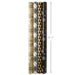 Hallmark Black And Gold 4-Pack Reversible Holiday Wrapping Paper Assortment, 150 Sq. Ft. 13 Hallmark Black And Gold 4-Pack Reversible Holiday Wrapping Paper Assortment, 150 Sq. Ft. -Hallmark Black and Gold Reversible Wrapping Paper Assortment 5JXW1737 07