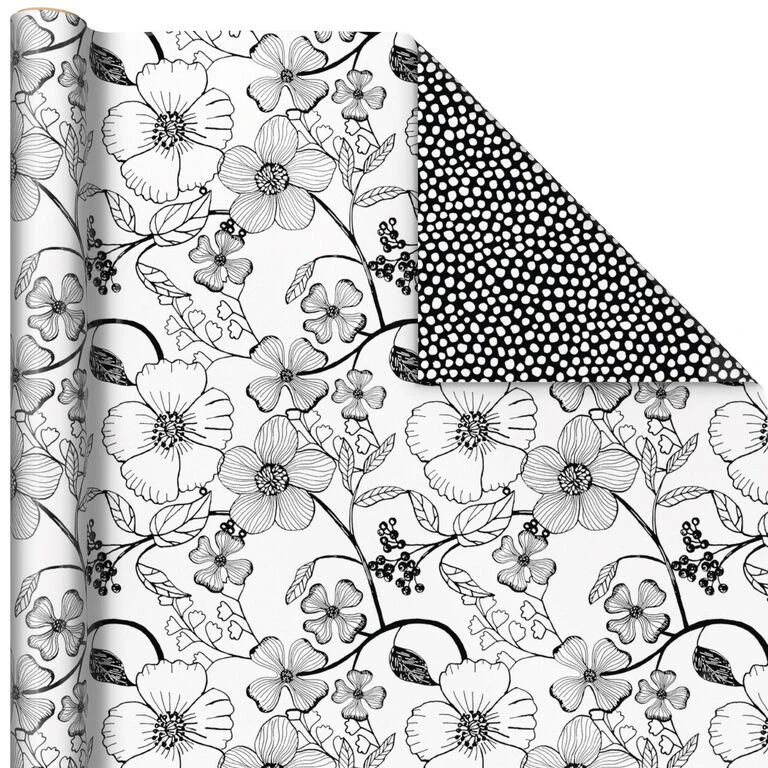 Hallmark Black And White Prints 3-Pack Reversible Wrapping Paper, 75 Sq. Ft. Total 5 Hallmark Black And White Prints 3-Pack Reversible Wrapping Paper, 75 Sq. Ft. Total - Image 5