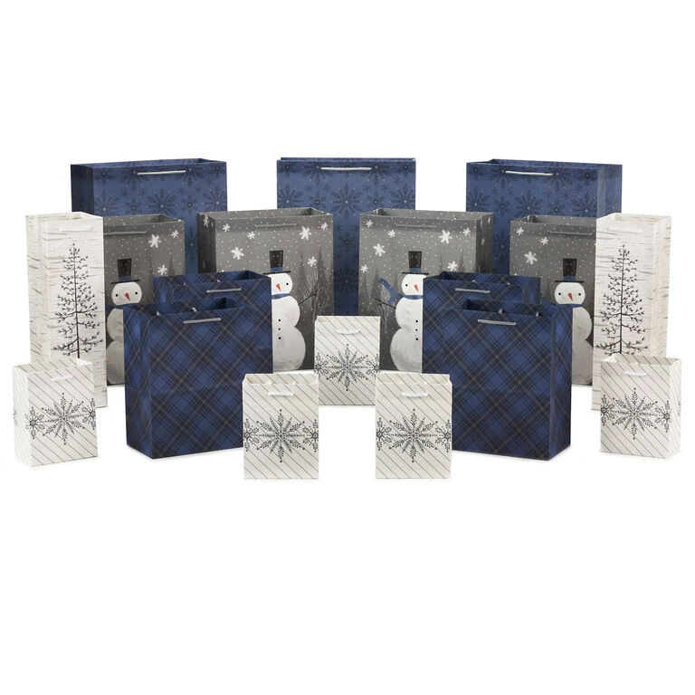 Hallmark Bulk Blue And Gray 18-Pack Holiday Gift Bags, Assorted Sizes And Designs 1 Hallmark Bulk Blue And Gray 18-Pack Holiday Gift Bags, Assorted Sizes And Designs
