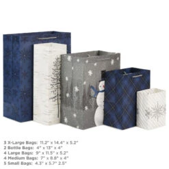 Hallmark Bulk Blue And Gray 18-Pack Holiday Gift Bags, Assorted Sizes And Designs 10 Hallmark Bulk Blue And Gray 18-Pack Holiday Gift Bags, Assorted Sizes And Designs -Hallmark Blue and Gray Holiday Gift Bags Bulk Pack 5XGB1425 03