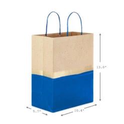 Hallmark 13" Blue And Kraft Paper 6-Pack Gift Bag -Hallmark Blue and Kraft Paper 6Pack Large Gift Bags 5EGB6399 03