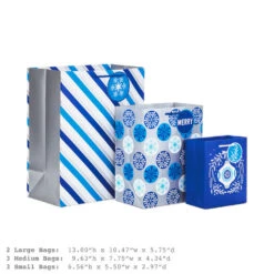 Hallmark Blue And Silver 8-Pack Holiday Gift Bags, Assorted Sizes And Designs 8 Hallmark Blue And Silver 8-Pack Holiday Gift Bags, Assorted Sizes And Designs -Hallmark Blue and Silver Holiday Gift Bags Bulk Pack XGB4895 03