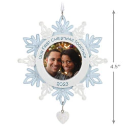 Hallmark Our First Christmas Together Snowflake 2023 Photo Frame Ornament 8 Hallmark Our First Christmas Together Snowflake 2023 Photo Frame Ornament -Hallmark BlueWhite Snowflake Picture Frame Keepsake Ornament 1699QGO2879 03