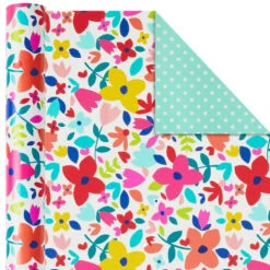Hallmark Bright Florals 3-Pack Reversible Wrapping Paper, 120 Sq. Ft. Total 10 Hallmark Bright Florals 3-Pack Reversible Wrapping Paper, 120 Sq. Ft. Total -Hallmark Bright Flowers 3Pack Reversible Wrapping Paper 5EWR2433 04
