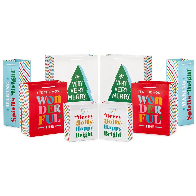 Hallmark Bright Wishes 8-Pack Christmas Gift Bags, Assorted Sizes And Designs 1 Hallmark Bright Wishes 8-Pack Christmas Gift Bags, Assorted Sizes And Designs