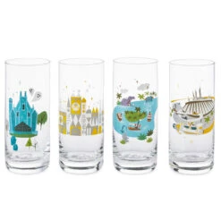 Hallmark Walt Disney World 50th Anniversary Park Attractions Glasses, Set Of 4