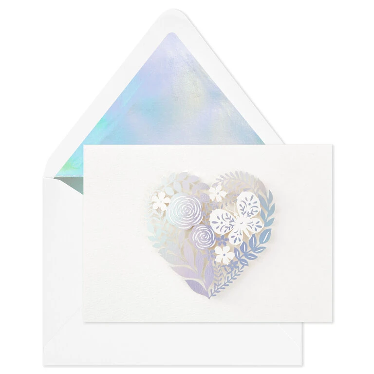 Hallmark Floral Laser Foil Heart Blank Note Cards, Box Of 8 4 Hallmark Floral Laser Foil Heart Blank Note Cards, Box Of 8 - Image 4