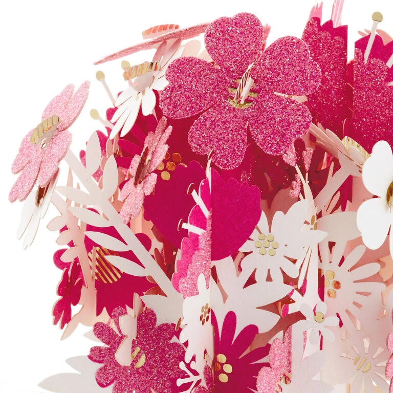 Hallmark Happy Thoughts Flower Bouquet 3D Pop-Up Thinking Of You Card 2 Hallmark Happy Thoughts Flower Bouquet 3D Pop-Up Thinking Of You Card - Image 2