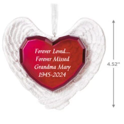 Hallmark Forever Loved Memorial Heart And Angel Wings Text Personalized Ornament 6 Hallmark Forever Loved Memorial Heart And Angel Wings Text Personalized Ornament -Hallmark Forever Loved Memorial Heart and Angel Wings Personalized Keepsake Ornament 2499QHE2119B1 03
