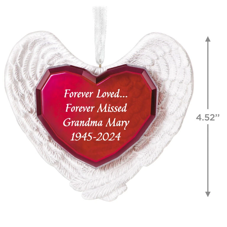 Hallmark Forever Loved Memorial Heart And Angel Wings Text Personalized Ornament 3 Hallmark Forever Loved Memorial Heart And Angel Wings Text Personalized Ornament - Image 3