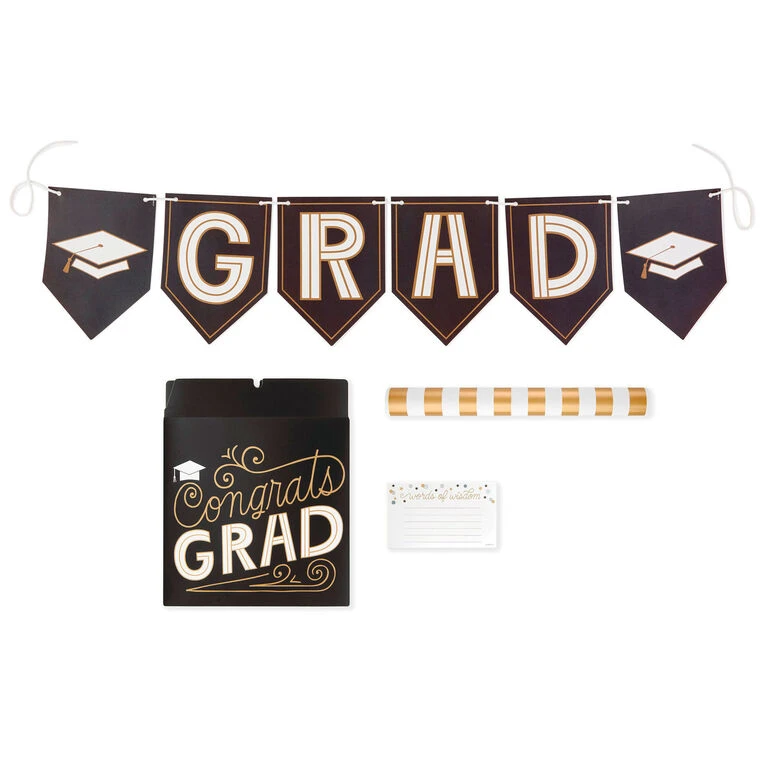 Hallmark Graduation Party Kit With Banner, Card Box, Advice Cards And Table Runner 1 Hallmark Graduation Party Kit With Banner, Card Box, Advice Cards And Table Runner