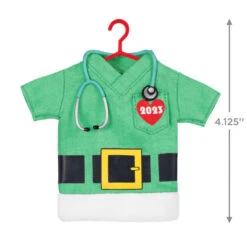 Hallmark The Gift Of Caring 2023 Fabric Ornament 8 Hallmark The Gift Of Caring 2023 Fabric Ornament -Hallmark Green Scrubs Shirt Keepsake Ornament 1399QGO2897 03