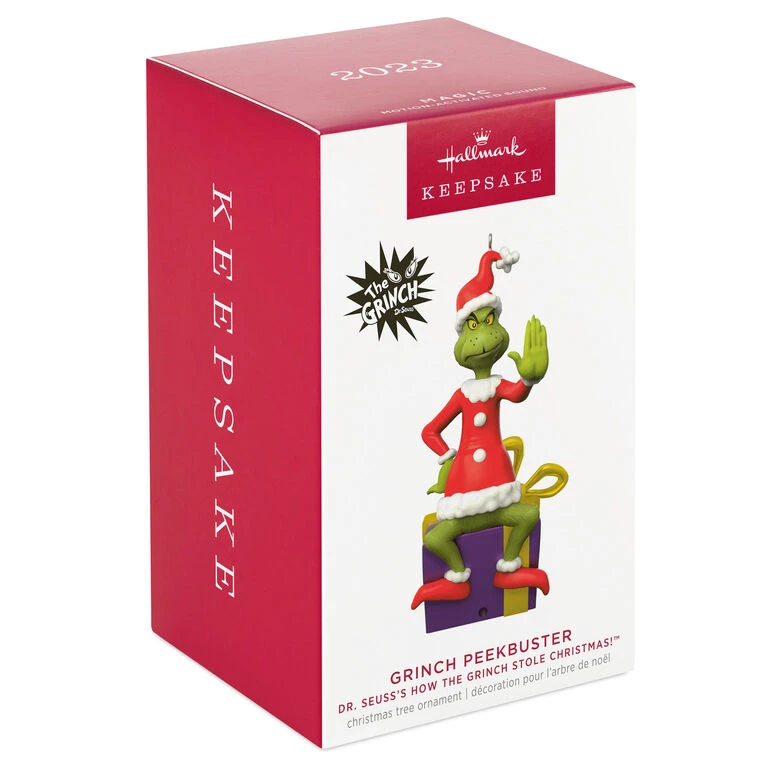 Hallmark Dr. Seuss's How The Grinch Stole Christmas!™ Grinch Peekbuster Ornament With Motion-Activated Sound 4 Hallmark Dr. Seuss's How The Grinch Stole Christmas!™ Grinch Peekbuster Ornament With Motion-Activated Sound - Image 4