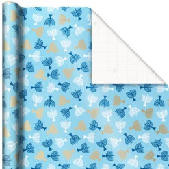 Hallmark Blue Hanukkah Designs 3-Pack Wrapping Paper Assortment, 120 Sq. Ft. -Hallmark Hanukkah Designs Wrapping Paper Assortment 5JXW1257 05
