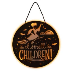Hallmark Disney Hocus Pocus I Smell Children Porch Decor With Light -Hallmark Hocus Pocus LightUp Metal Door Sign 1HGN1526 03
