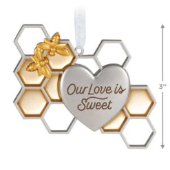 Hallmark Our Love Is Sweet Metal Ornament 8 Hallmark Our Love Is Sweet Metal Ornament -Hallmark Honeycomb and Heart Keepsake Ornament 1799QHX3027 03