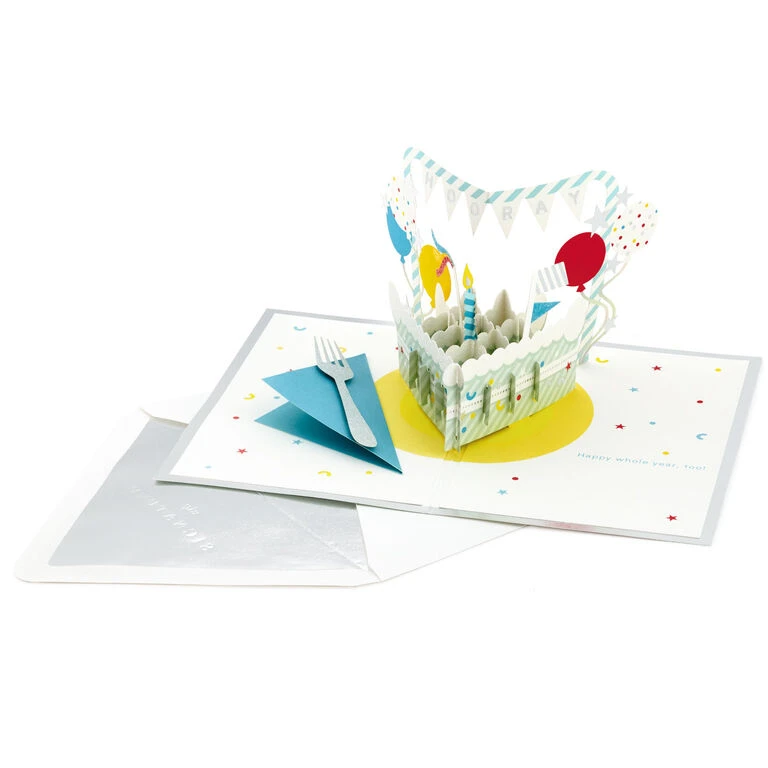 Hallmark Hooray Cake And Balloons 3D Pop-Up Birthday Card 2 Hallmark Hooray Cake And Balloons 3D Pop-Up Birthday Card - Image 2