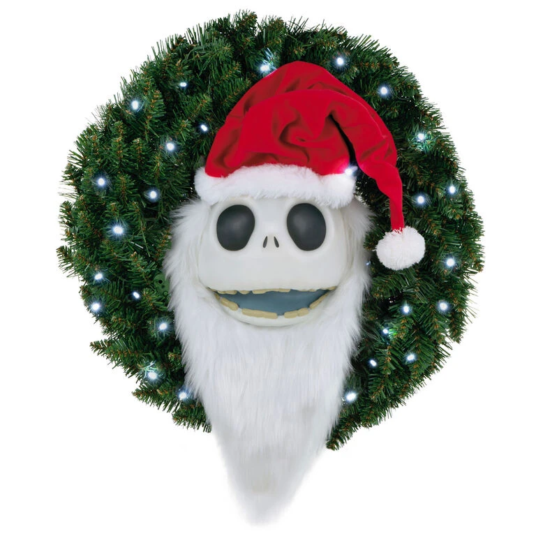 Hallmark Disney Tim Burton's The Nightmare Before Christmas Jack Skellington Wreath With Light, Sound And Motion, 24" 1 Hallmark Disney Tim Burton's The Nightmare Before Christmas Jack Skellington Wreath With Light, Sound And Motion, 24"
