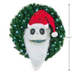 Hallmark Disney Tim Burton's The Nightmare Before Christmas Jack Skellington Wreath With Light, Sound And Motion, 24" 8 Hallmark Disney Tim Burton's The Nightmare Before Christmas Jack Skellington Wreath With Light, Sound And Motion, 24" -Hallmark Nightmare Before Christmas Jack Skellington Talking Wreath 1QFM3343 03