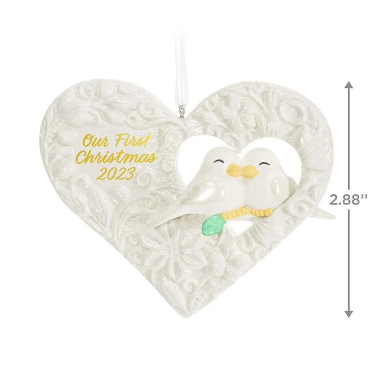 Hallmark Our First Christmas Birds In Heart 2023 Porcelain Ornament 3 Hallmark Our First Christmas Birds In Heart 2023 Porcelain Ornament - Image 3