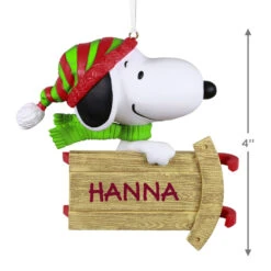 Hallmark Peanuts® Sledding With Snoopy Personalized Ornament 8 Hallmark Peanuts® Sledding With Snoopy Personalized Ornament -Hallmark Peanuts Snoopy With Sled Personalized Keepsake Ornament 2499QHE2002B1 03