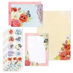Hallmark Pink Floral Stationery Set And Desk Organizer Box 8 Hallmark Pink Floral Stationery Set And Desk Organizer Box -Hallmark Pink Floral Stationery Set and Note Cards in Box 5STZ1186 03