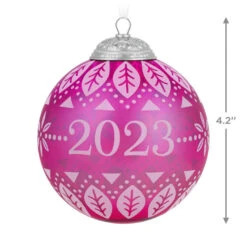 Hallmark Christmas Commemorative 2023 Glass Ball Ornament -Hallmark Pink Glass Ball 2023 Keepsake Ornament 2299QXR8127 03