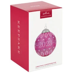 Hallmark Christmas Commemorative 2023 Glass Ball Ornament -Hallmark Pink Glass Ball 2023 Keepsake Ornament 2299QXR8127 04