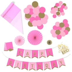 Hallmark Color Pop Party Decor Kit, Pink And Gold