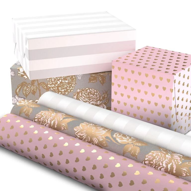 Hallmark Pink And Gray 3-Pack Wrapping Paper, 85 Sq. Ft. Total 2 Hallmark Pink And Gray 3-Pack Wrapping Paper, 85 Sq. Ft. Total - Image 2