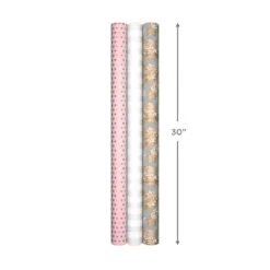 Hallmark Pink And Gray 3-Pack Wrapping Paper, 85 Sq. Ft. Total 15 Hallmark Pink And Gray 3-Pack Wrapping Paper, 85 Sq. Ft. Total -Hallmark Pink and Gray 2 Standard 1 Foil 3Pack Gift Wrap 5EWR6421 08