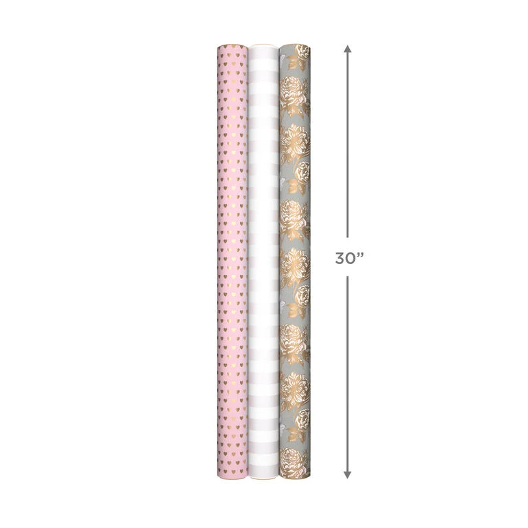 Hallmark Pink And Gray 3-Pack Wrapping Paper, 85 Sq. Ft. Total 8 Hallmark Pink And Gray 3-Pack Wrapping Paper, 85 Sq. Ft. Total - Image 8