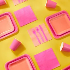 Hallmark Color Pop 96-Piece Tableware Basics Party Kit, Pink And Orange 5 Hallmark Color Pop 96-Piece Tableware Basics Party Kit, Pink And Orange -Hallmark Pink and Orange Party in a Box Party Supplies 5CLP1002 03