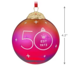 Hallmark Keepsake Ornament 50th Anniversary Christmas Commemorative Special Edition Glass And Metal Ornament 8 Hallmark Keepsake Ornament 50th Anniversary Christmas Commemorative Special Edition Glass And Metal Ornament -Hallmark Red Ball 50th Anniversary Keepsake Ornament 2499QGO2987 03