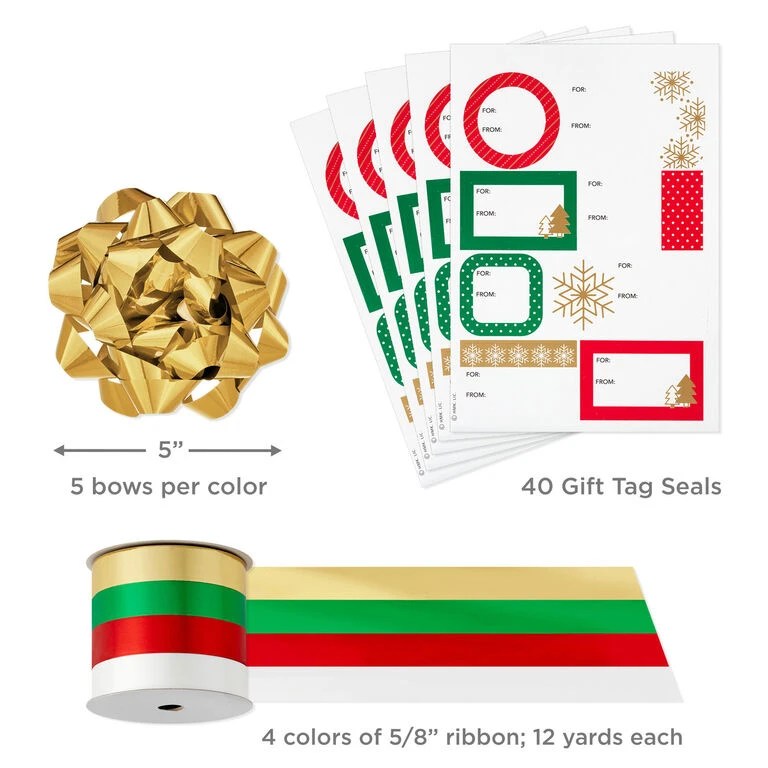 Hallmark Christmas Gift Wrap Kit With Wrapping Paper, Bows, Ribbons And Tags 8 Hallmark Christmas Gift Wrap Kit With Wrapping Paper, Bows, Ribbons And Tags - Image 8